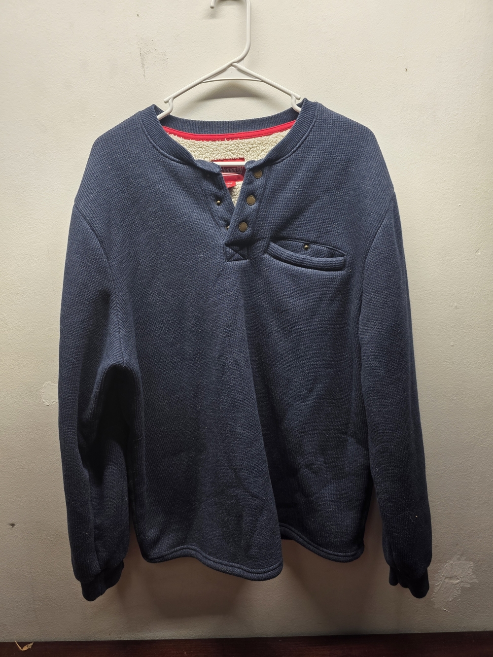 Coleman Navy Blue Henley Pullover with Chest Pocket
